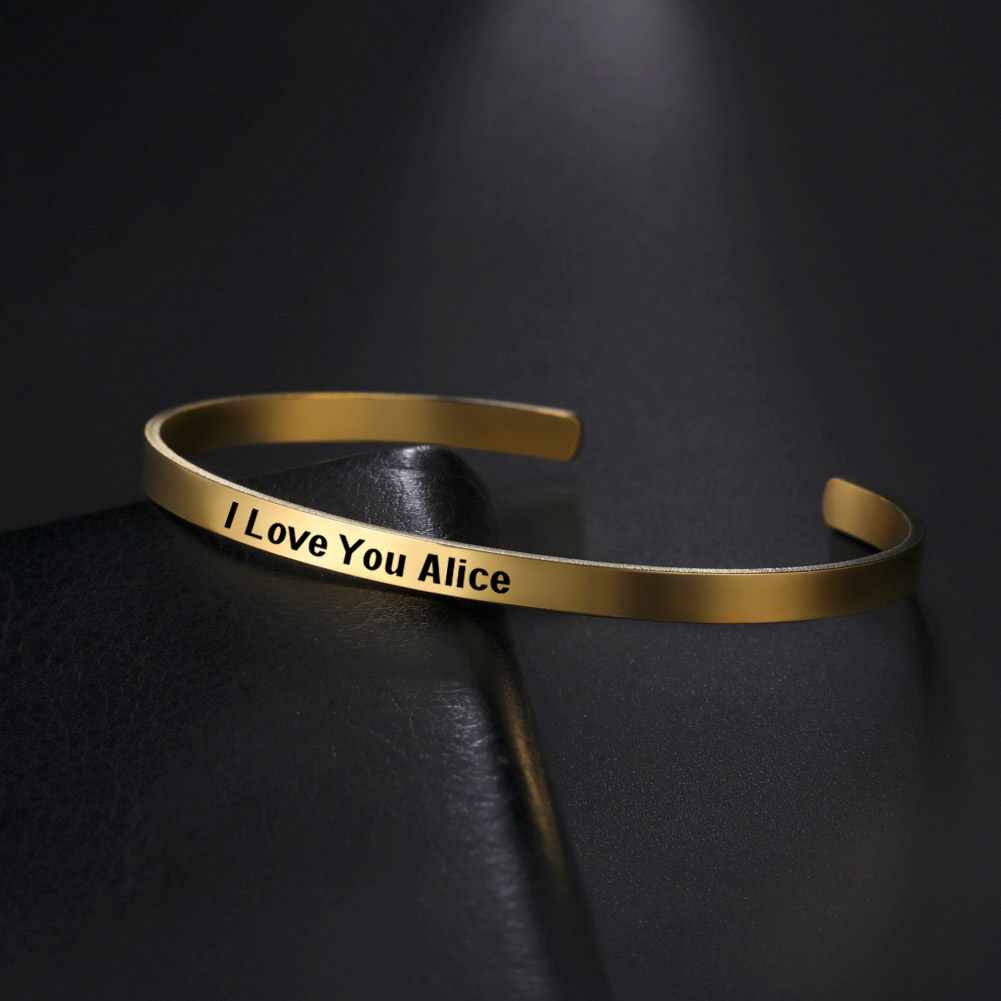 Rose Gold Bracelet - Name Bangle Personalized Bracelet Custom Gift