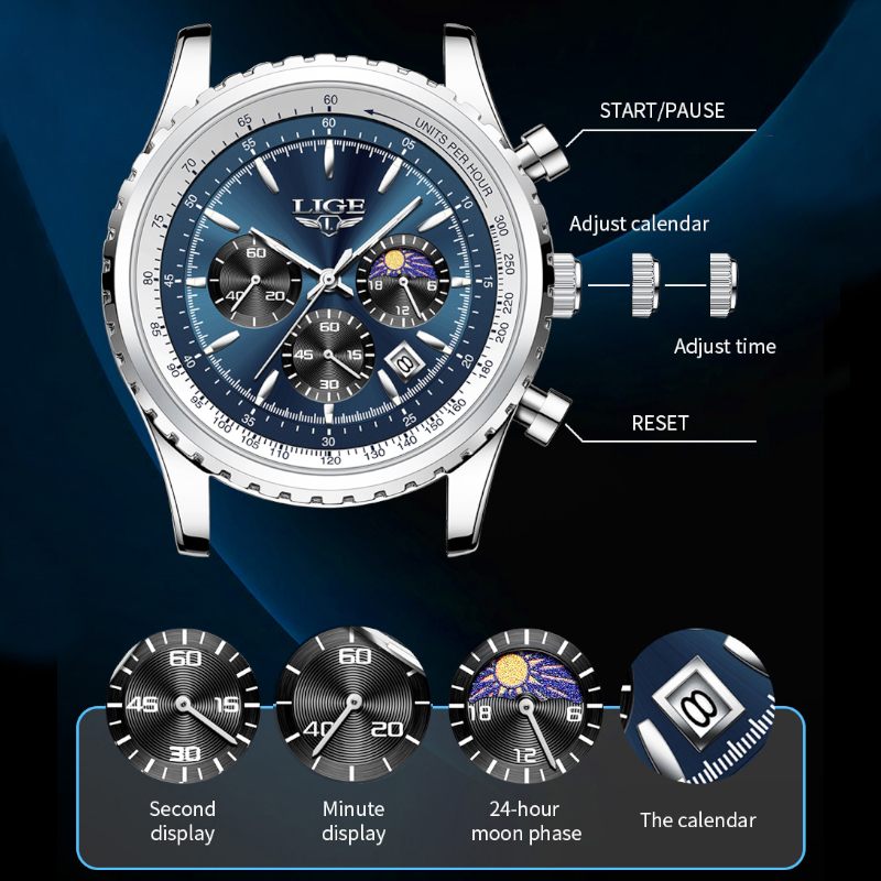 LIGE Brand Luxury Quartz Man W - огляд і ціна Jewelry Inspired Watches