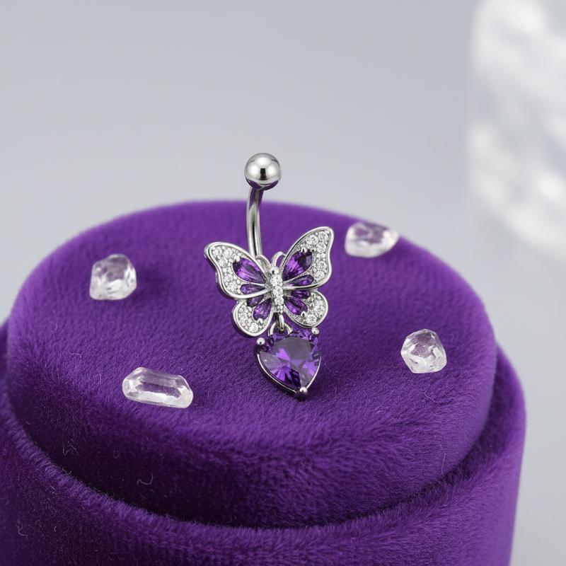 1Pcs Purple Zircon Dangle Bell - огляд і ціна Titanium Steel Ring