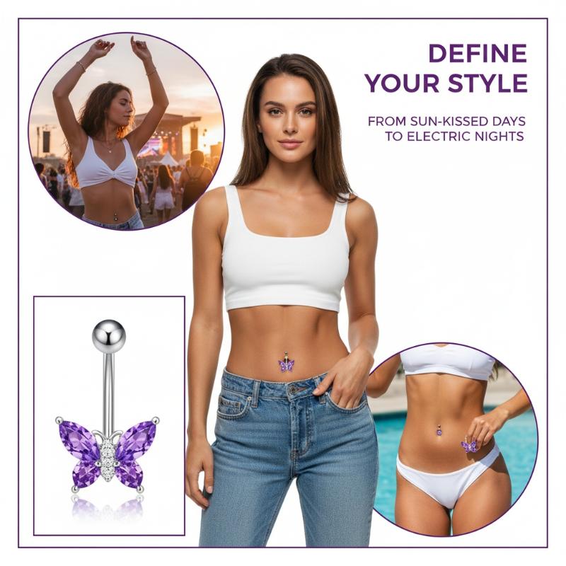 1Pcs Purple Zircon Dangle Bell - огляд і ціна Titanium Steel Ring