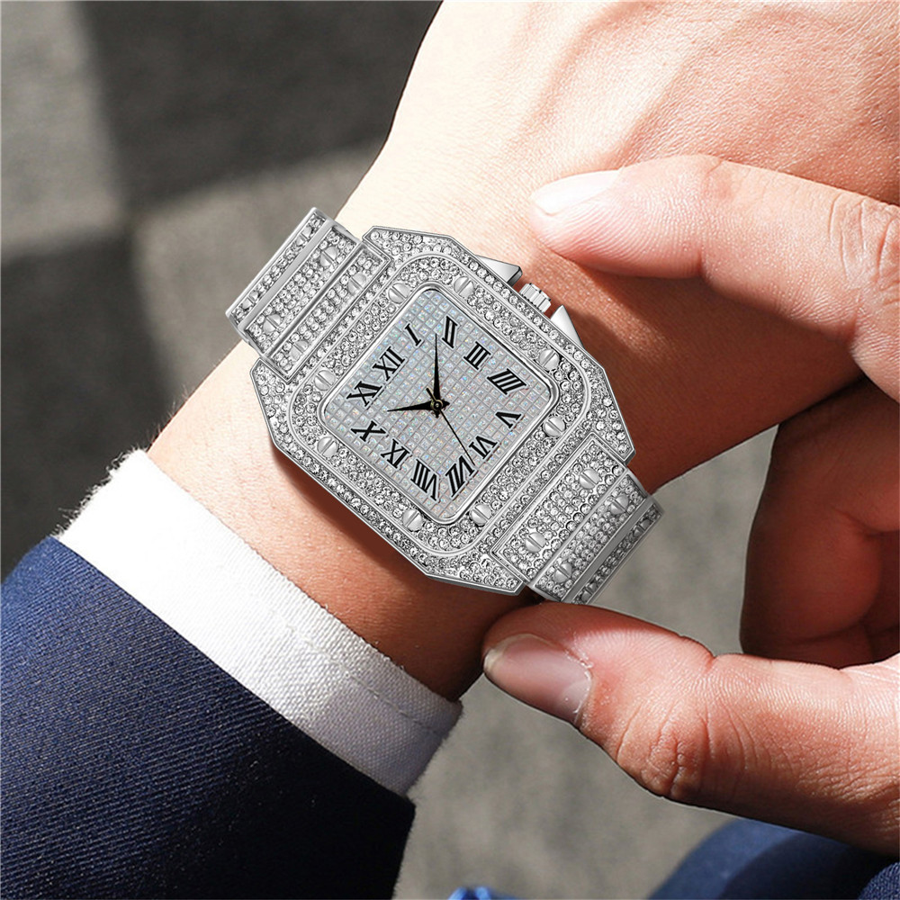 4PCS Fashion Iced Out Square M - огляд і ціна Jewelry Type Watches